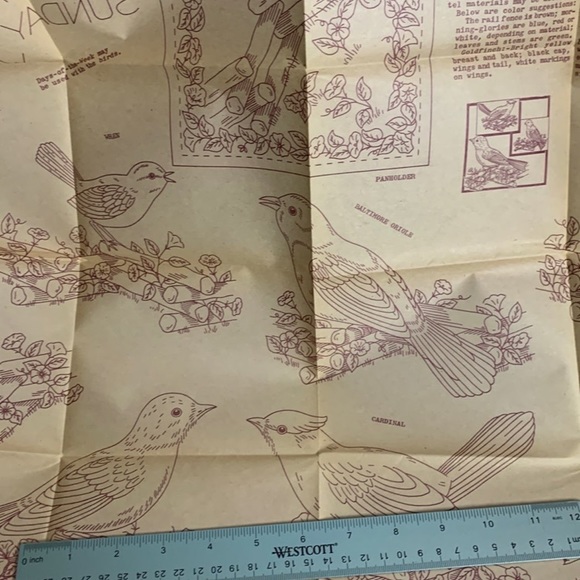 2 Vintage Aunt Martha's hot iron transfers birds & mountain scenes - Picture 5 of 12